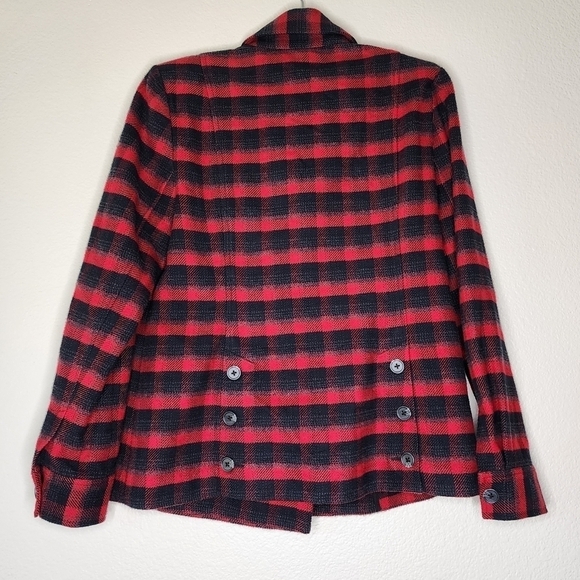 Cabi Red Buffalo Plaid Evermore Inspired Flannel Blazer Peacoat M - Picture 4 of 7